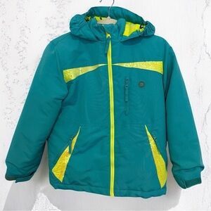Athletech Girls Teal and Neon Yellow Sequin WinterJacket Size L (10/12)